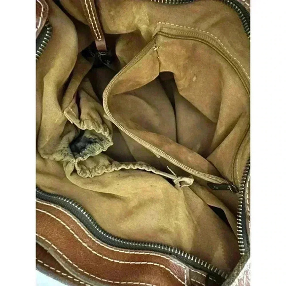 Patricia Nash Poppy Tote Shoulder Bag, 100% Italian Leather, Tan, Top Zip - Picture 11 of 12